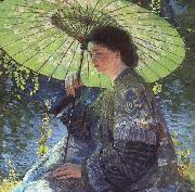 Guy Rose The Green Parasol painting